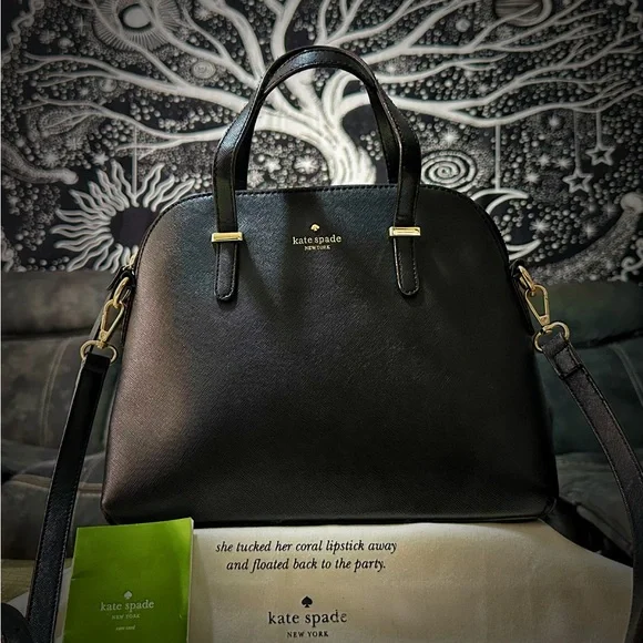 Vintage Y2K style Kate Spade Black Leather Handbag crossbody purse - Picture 13 of 16